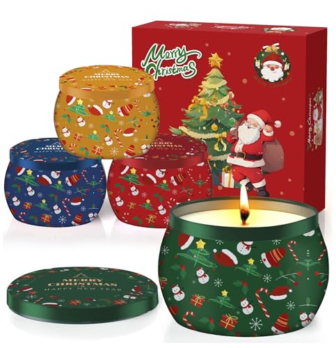 POPOYU 4 Stück Duftkerze Weihnachten Geschenkset,2.5oz Geschenke...