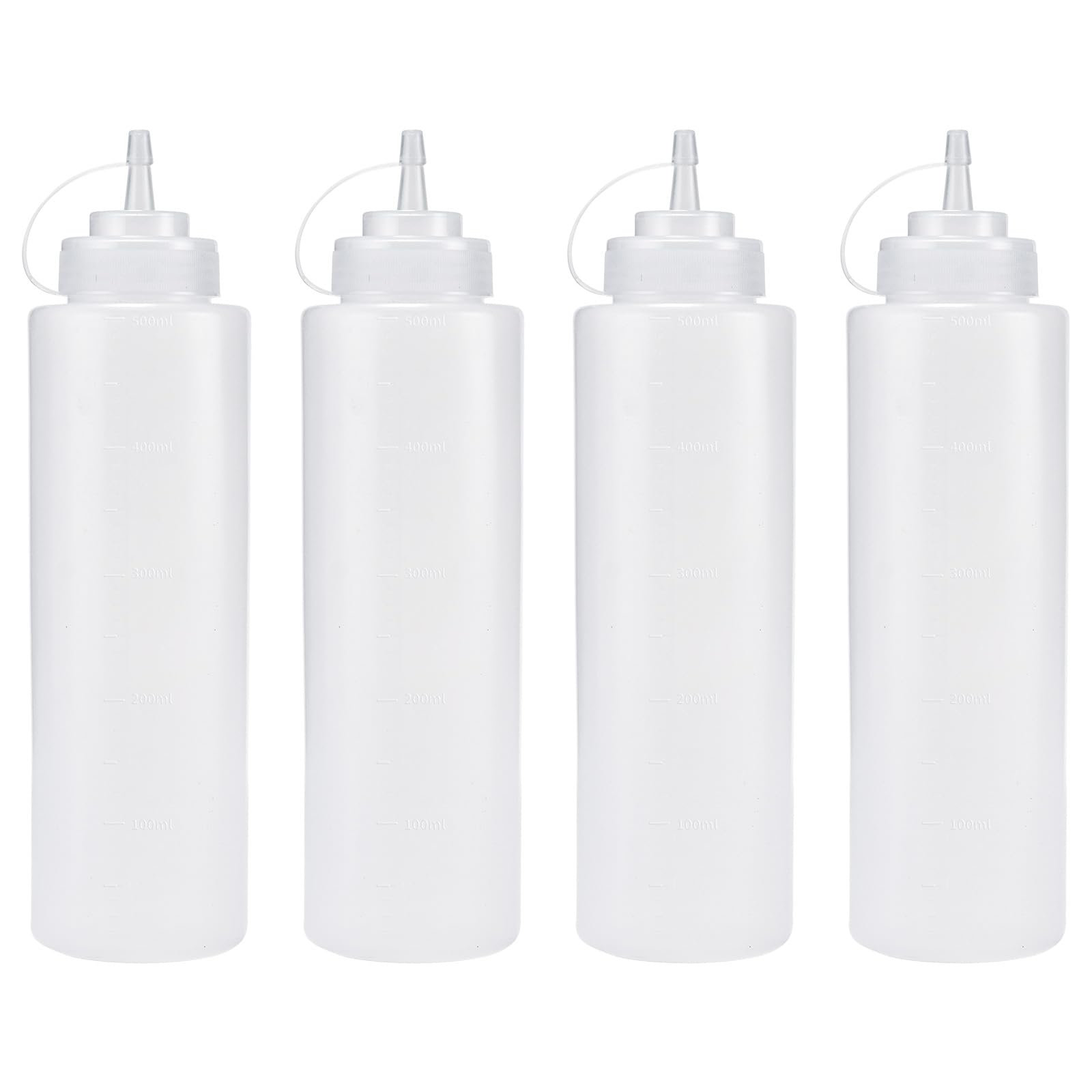 4PCS 500ml/16oz Squeeze Bottles, Plastic Condiment Bottle with Twist On Cap Lids, Squeeze Bottle for Sauces, Ketchup, Barbecue, Syrup, Paint
