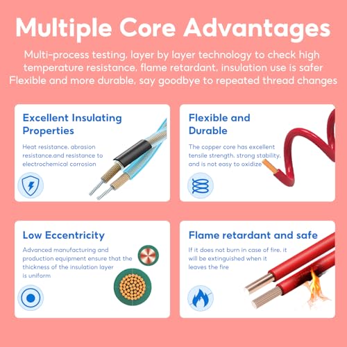 Cable Electrico,10M 2 Hilos 22Awg 0.3MM2 Electricos Cables,Para Electrónicas Extensión Cable De Cobre,Negro Y Rojo De Dos Núcleos Eléctricos,Cable De Conexión Para Led - imagen 3