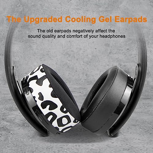 Image of SOULWIT Cooling-Gel Ear Pads Cushions for Sony New Gold Wireless PlayStation PS4 Headset, Replacement Earpads for 2018 Version, Headphone Model CUHYA-0080 - Snow Leopard