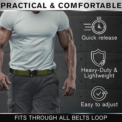 TECEUM Belt – Green B1 S – Heavy-Duty, Work, Hiking, Rigger, EDC Men’s Belts – Quick-Release – Nylon Web4