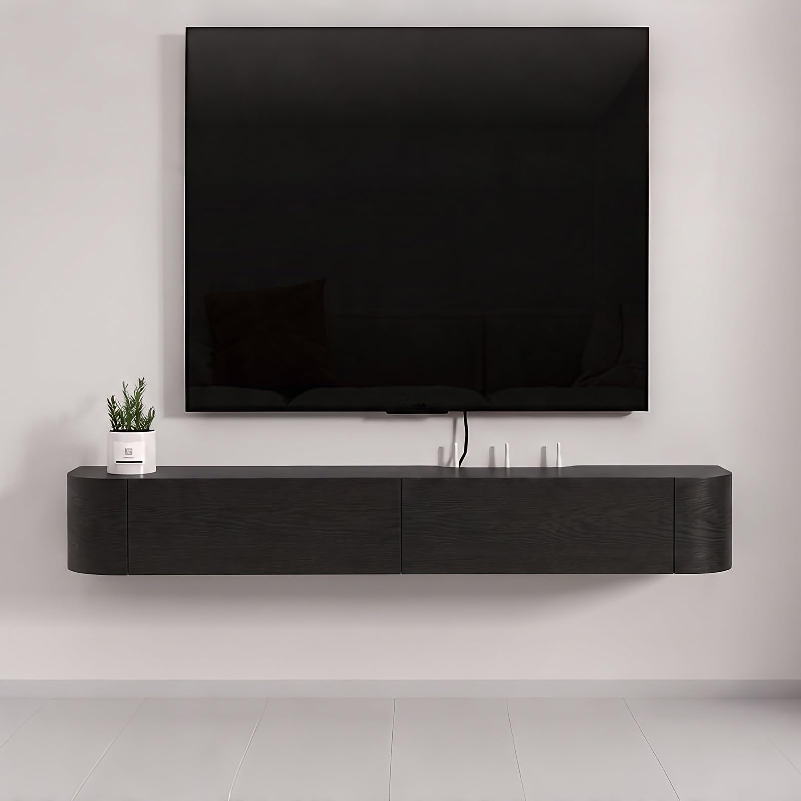 Mobile TV Sospeso in Legno, Mobile Porta TV con Cassetti | Tavolino TV Moderno per Soggiorno – Mobile Basso a Muro(Black,120cm/47in)