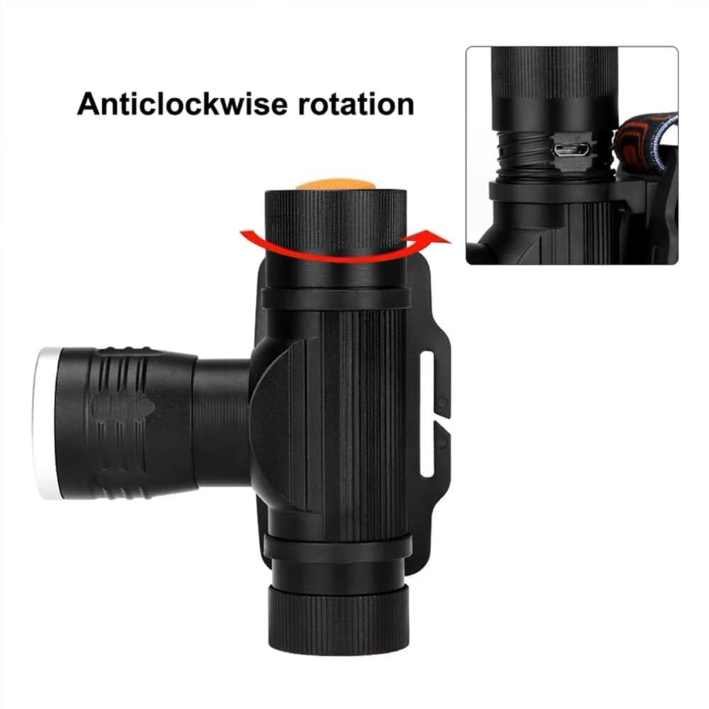 Lampe Frontale LED zoomable, Phare de pêche, 3 Modes, étanche, Super Lumineuse, éclairage de Camping alimenté