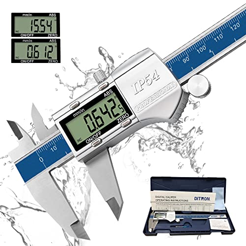 Digital Calipers, DITRON Electronic Caliper 6 inch IP54 Waterproof