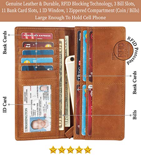 Image of RFID Blocking Mens Genuine leather Bifold Long Wallet