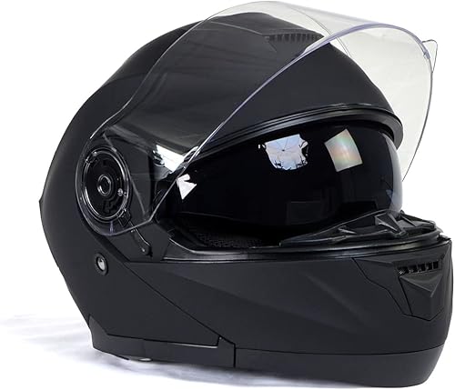 Miniatura 8 de Milwaukee Helmets MPH9814DOT 'Breeze' - Casco modular de motocicleta avanzado negro plano para hombres y mujeres con visera desplegable, mediano