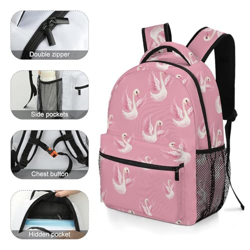 Cute Swan Funny Backpack Casual Daypack Lightweight Shoulders Bag for Men Women Cute Print4