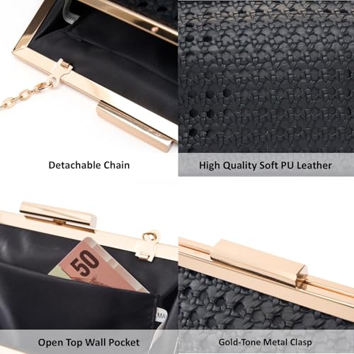 Image of DETARA Woven Evening Bag Clutch Purses for Women Fashion PU Leather Crossbody Purse for Wedding Party and Prom