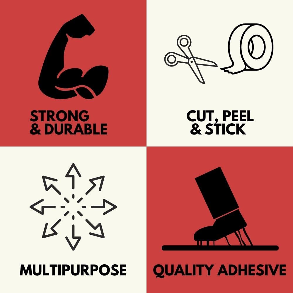 PSBM Red Poly Bag Sealing Tape, 6 Rolls, 2.3 Mil Thick, 3/8 Inch Wide, 180 Yards Per Roll, Total 1080 Yards, Colored Sealer Tapes for Wrapping, Packaging & Sealing Food Products