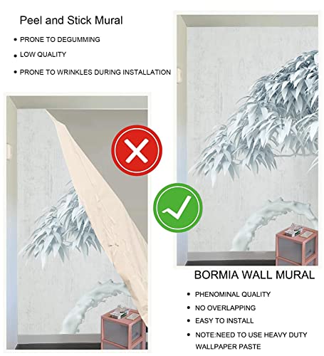 Bormia 3D Silver Tree Wallpaper Embossed Look Wall Mural Gray And White Tree Design Wall Decals #TOP5