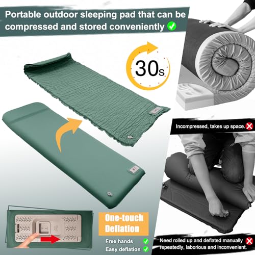 Nyechto DK-SISP-GN240311 Self Inflating Sleeping Pad With Electric Pump, 3.14 Inch Ultra-Thick Memory Foam Sleeping Mats For Camping,Easy Inflate&Deflate,9.5 R-Value Insulated Camping Mattress Pad thumb #3