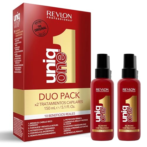 REVLON PROFESSIONAL UniqOne Duo - Lot de 2 flacons de spray hydratant pour cheveux - Sans éclaircissement - Parfum classique - 150 ml