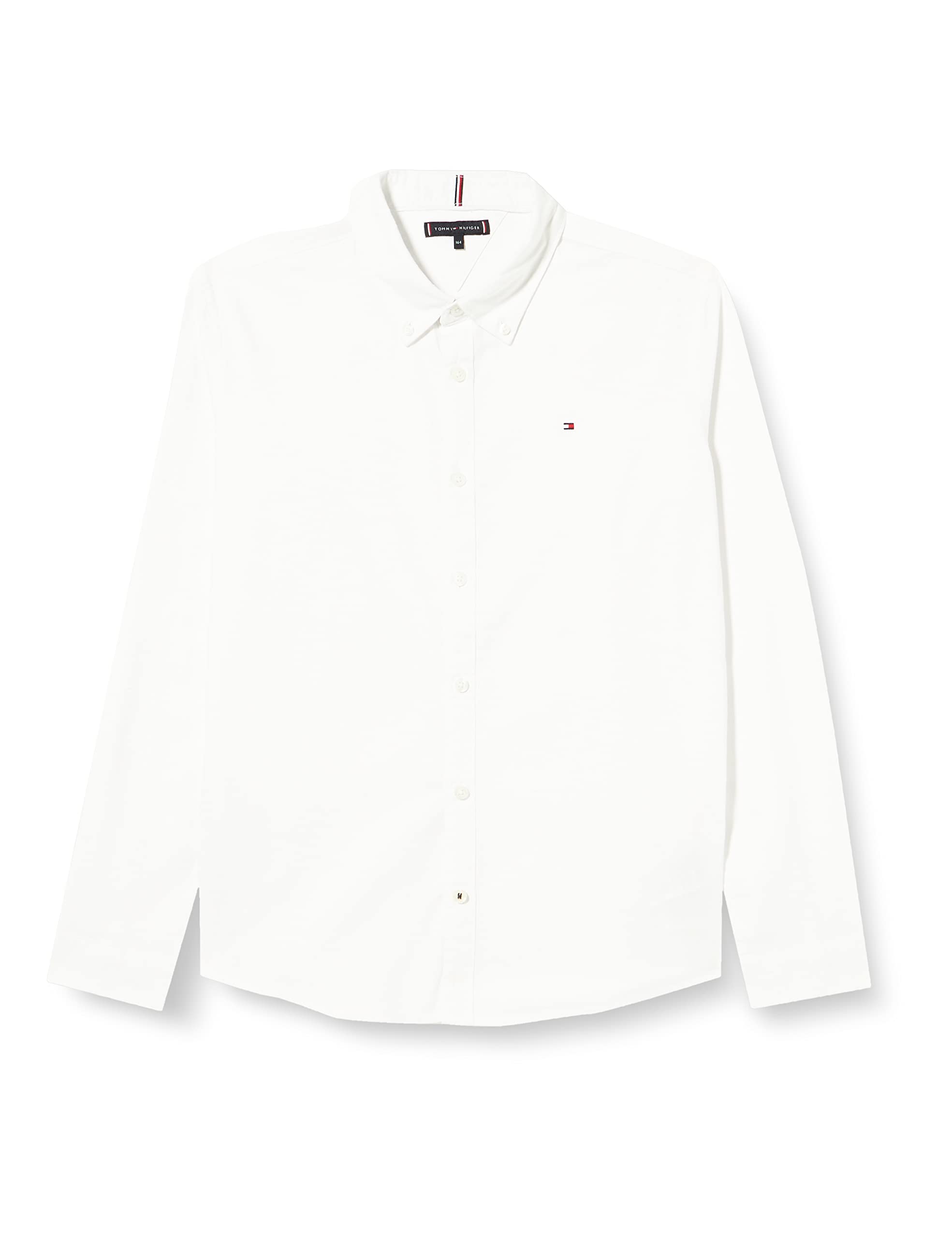 Tommy Hilfiger Bambino Camicia Oxford Elasticizzata, Bianco (White), 6 Anni