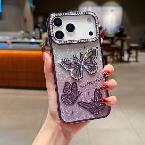 Coque iPhone 14 Pro papillon violette en silicone pour vos sorties