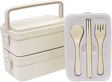 Amazon kani 弁当箱 ランチボックス 二段型 電子レンジ 二段弁当箱 耐熱 耐冷 食器付き 汁漏れない 麦わらの材料 子供 通学 女性 ビジネス 通勤 キャンプ ハイキング ピンク 弁当箱 オンライン通販