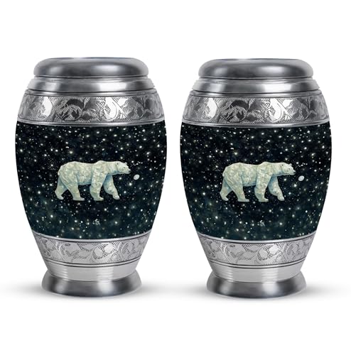 Image of Polar Bear Decorative Urns for Male & Female - Memorial Urns for Adult Male & Female - Mini Urns for Human Ashes - Decorative Urns - Cremation Burial Urn - 3 Inch Pack of 2 - Decorative Urn