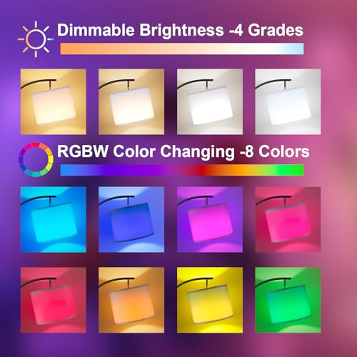 Image of Ambimall Floor Lamps with Smart Light Bulb, RGB + Color Temperatures Bright Dimmable Smart Floor lamp(White Shade & Black Pole)