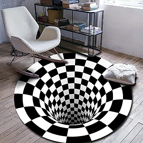 WZLJW Round Area Rug,3D Optical Illusion Rugs Fun Sensation of Falling Non-Slip for Bedroom Living Room Office Home DÃ©cor Floor Mat-A 60x60cm