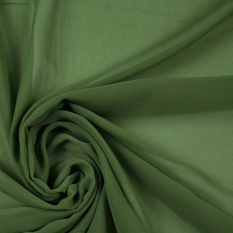 125 Colours Premium Plain Dyed Chiffon Fine Soft Georgette Sheer Dress Fabric (1 Metre, Khaki Green 6811)