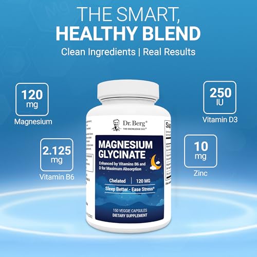 Image of Dr. Berg Magnesium Glycinate 150ct - 4-in-1 Chelated for Muscle, Nerve, Sleep & Stress Support*- w / D3, B6 & Zinc - 4X Lab-Tested - No Fillers - Formulated in USA, GMP-Certified