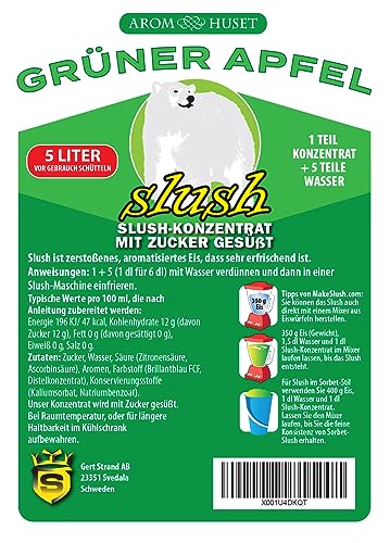 Grüner Apfel-Slushkonzentrat 5 L, Mischungsverhältnis 1:5 | Slush-Eis | Crush-Eis | Wassereis | ohne künstliche Farbstoffe | für Slushie-Maker