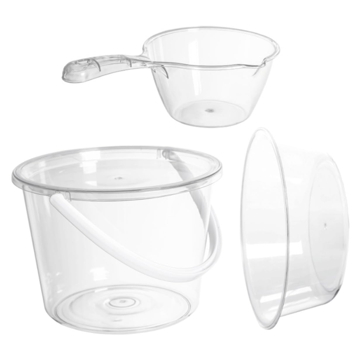 KOMBIUDA Water Bucket for Cleaning Large Plastic Round Bucket Set Handle Foot Wash Basin for Home Use