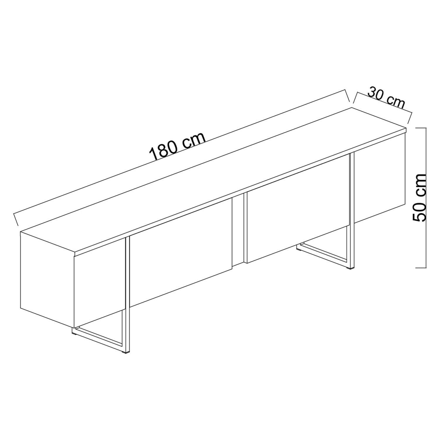Dmora Mobile Porta Centaurus, Credenza da Soggiorno, Armadio Basso per TV, Base Parete attrezzata, 180x30h50 cm, Antracite e Nero