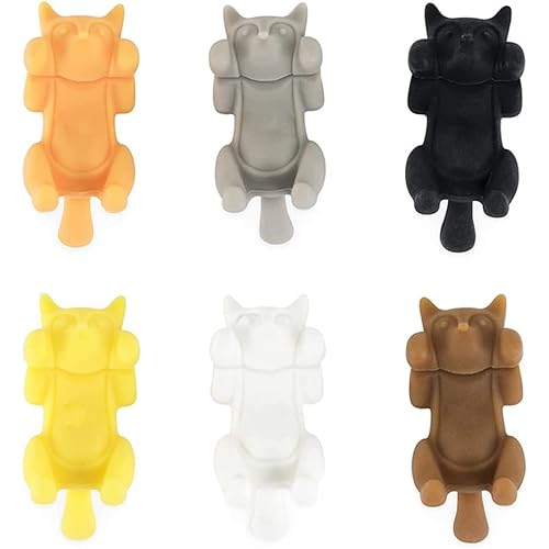 6Pcs/Set for Creative Silicone Lying for Cat Shaped Wine Glass Markers Cup Distinguisher Recognizer Drink Charms for Home Party Kitchen Bar Labeling Tool
