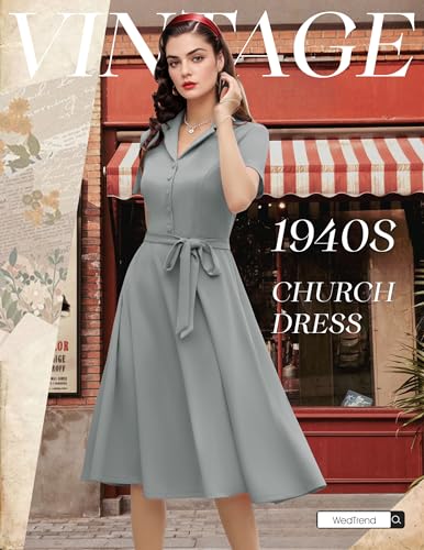 Image of Wedtrend Women's Vintage Tea Dress, Short Sleeve Cocktail Party Dress Work Church Casual Dress