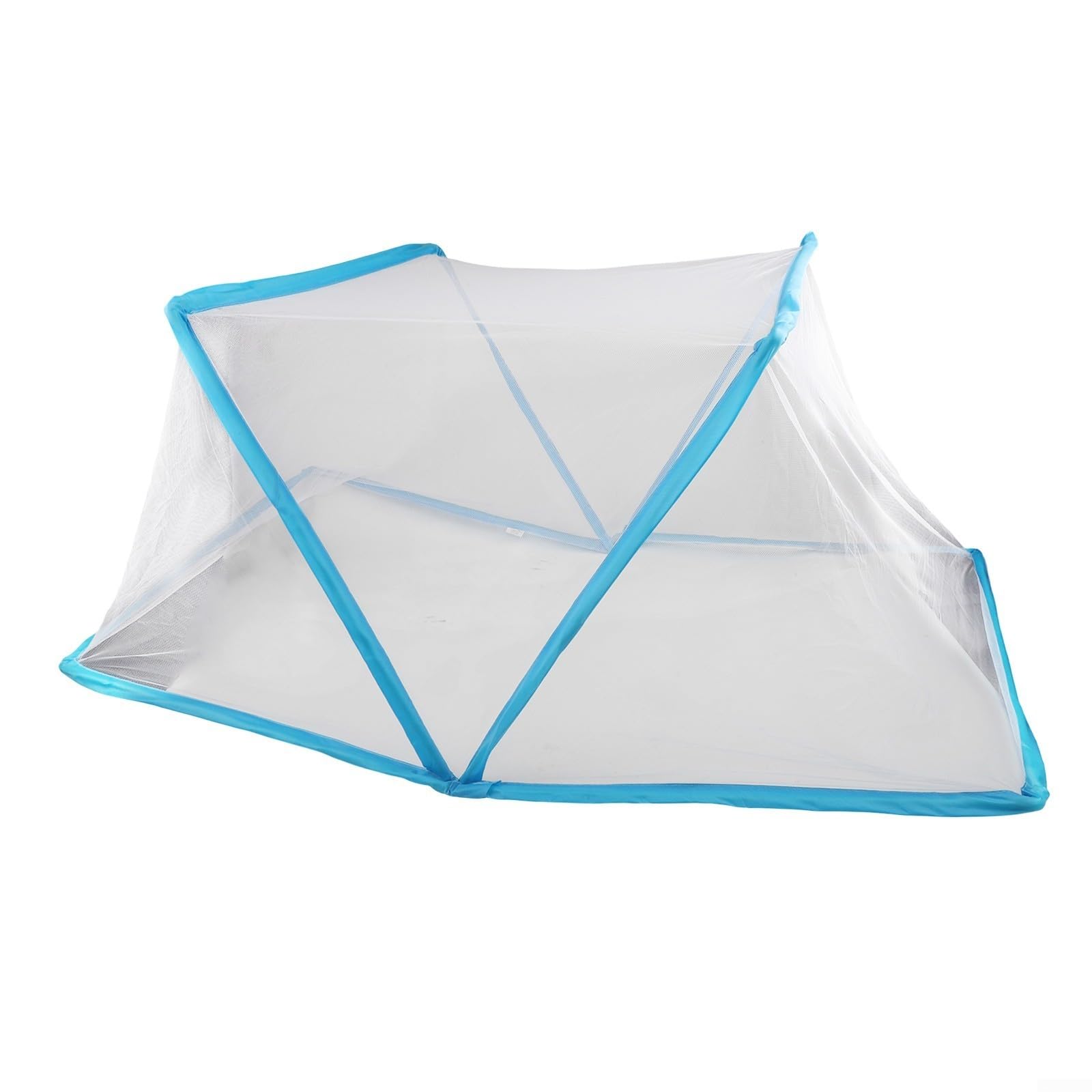 Foldable Plant Protection Cover with PVC Grid, Breathable Garden Row Accelerator for Vegetables and Fruits, Anti-Freeze Insulation Tent for Outdoor Yard and Raised Beds, Blue and White, 125x65cm