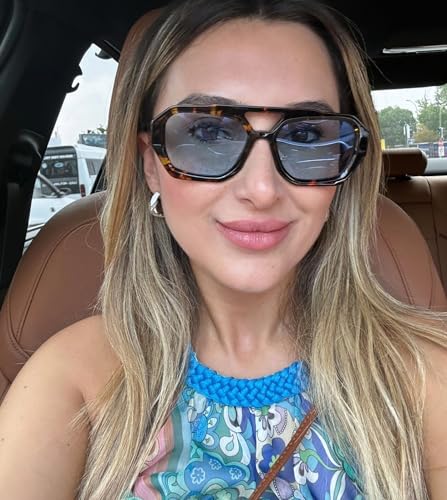 SDINM Trendy Designer Hexagon Aviator Sunglasses for Women Men Retro 70s Square Thick Frame Sun Glasses Shades2