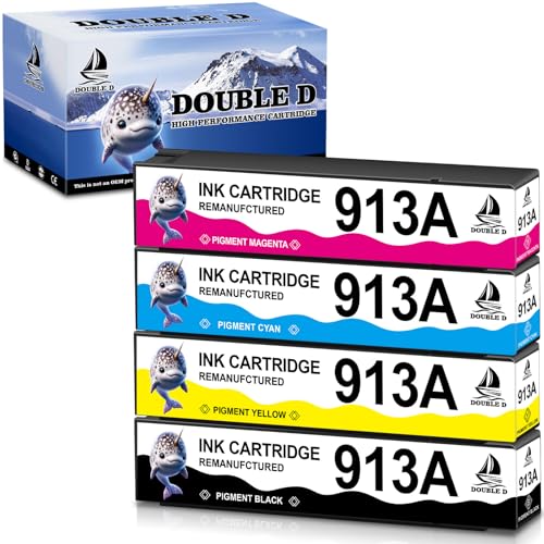 DOUBLE D 913A Compatible para HP 913A, No interesado por la actualización, para HP PageWide Pro 477dw 377dw 377dn 577dw 352dw 352dn 452dw 477dn 452dn 577z 552dw MFP P5250dw P57750dw w (BK/C/M/M) Y)