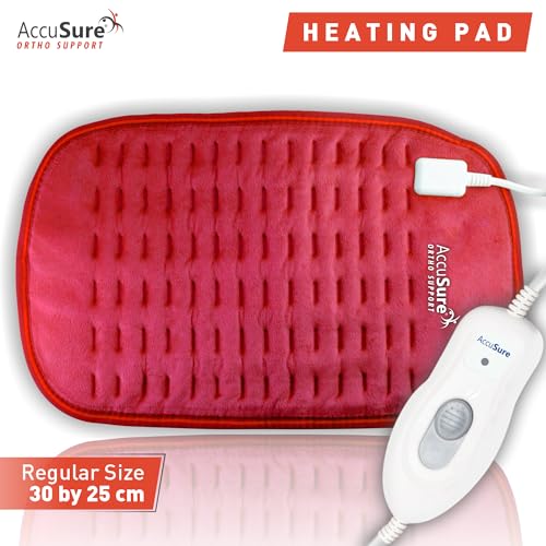 Image of AccuSure T001 Electric Heating Pad (30x25 cm) for Men & Women | Compact Size | Muscle Relaxation, Menstrual Pain, Cramps, Backache & Stress Relief | Soft Fabric | Fast Warm-Up | Temperature Control