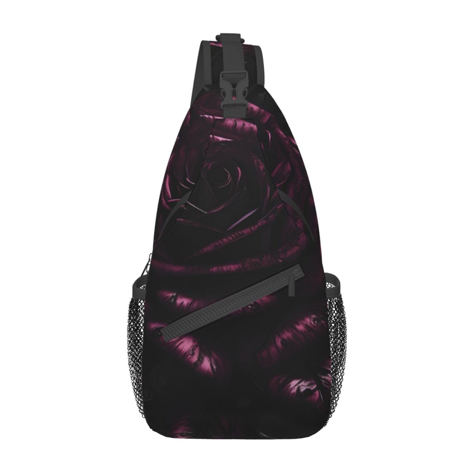 Juzgtsit Unisex Gothic Rose Print Shoulder Bag,Crossbody Sling Backpack,Sling Bag Chest Bag,Daypack For Women Men Travel Hiking