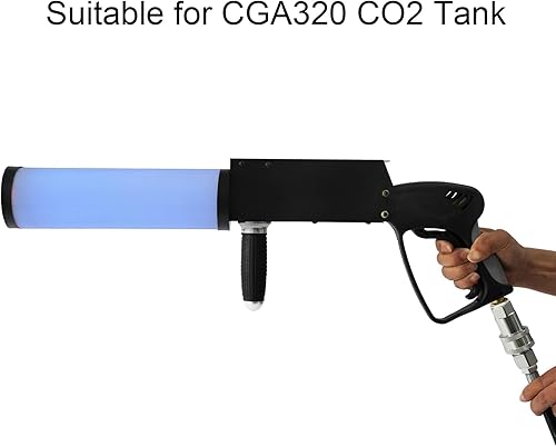 Miniatura 5 de Pistola de niebla de mano de CO2 para tanque de CO2 CGA320, máquina de humo con efecto de luces LED, efectos DJ, pistola de humo de niebla de CO2,