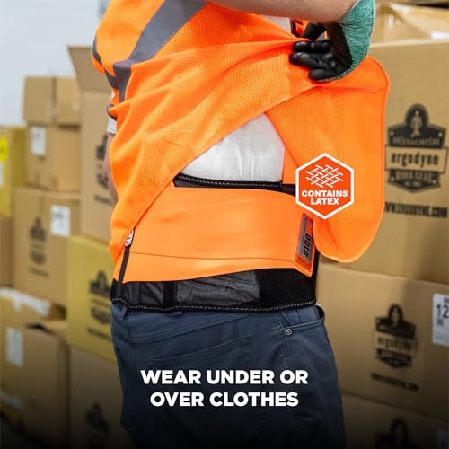 Image of Ergodyne ProFlex 100HV Back Support Brace, High Visibility Support Belt, 8 inch Spandex Material, Removeable Straps