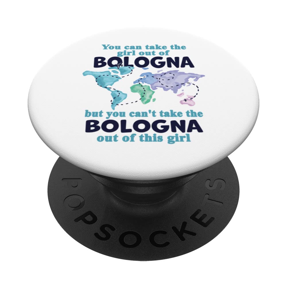 Relocation From Bologna - Proud Girl From Bologna PopSockets Swappable PopGrip, Black
