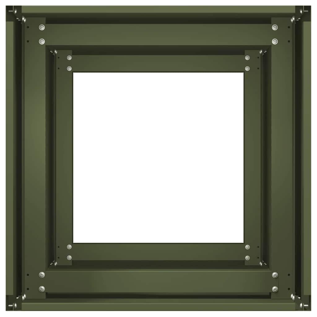 Brokky Jardinera Exterio Bancal de Metal Elevado de jardín Duradero & Moderno para Plantas Flores Verduras-Verde oliva-40 x 40 x 80 cm
