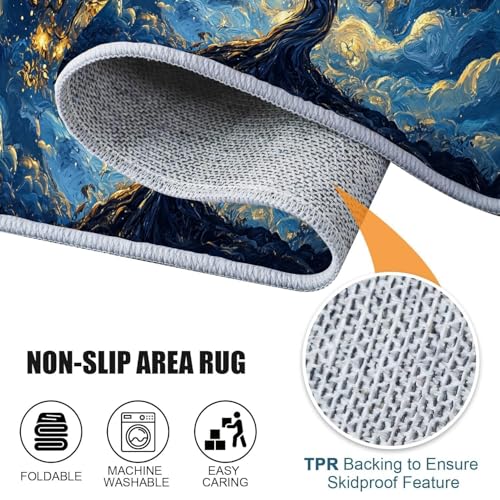Tapis Arbre de la Vie 160x230 Peinture à l'Huile en Flanelle Premium