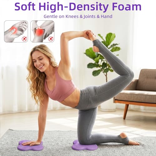 Image of Yoga Knee Pads Set of 2 - Extra Soft Non-Slip Yoga Knee Pad Cushion for Knees Elbows Wrists - Pilates & Workout Knee Pads for Floor Exercises, Kneeling, Stretching, Fitness, Purple