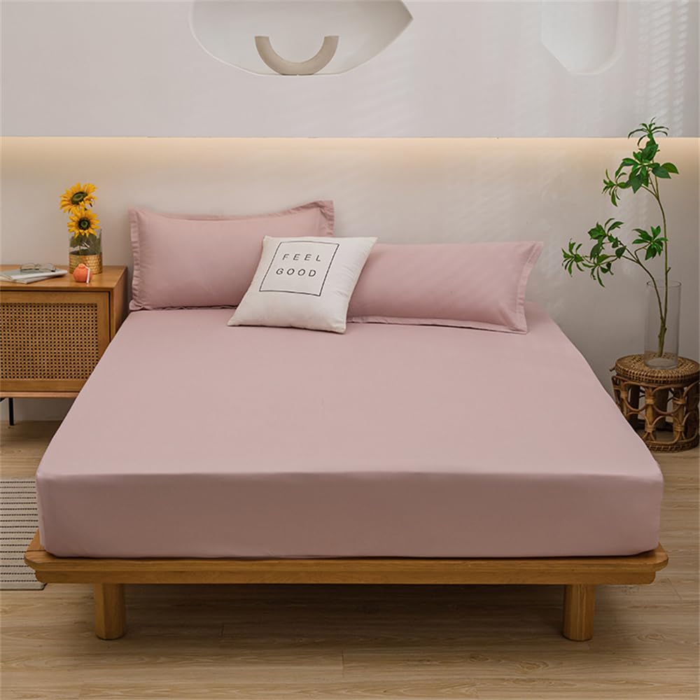 Surwin Drap Housse 80x200 Cm Rose - Microfibre Douce Extensible 30 Cm, Bonnet Profond, Lavable - Housse Matelas Élégante