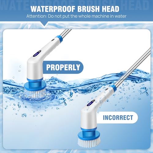 Image of Electric Spin Scrubber,Cordless Cleaning Brush,Shower Cleaning Brush with 9 Replaceable Brush Heads, Power Scrubber 2 Speeds,Adjustable & Detachable Long Handle, for Bathroom, Kitchen Cleaning