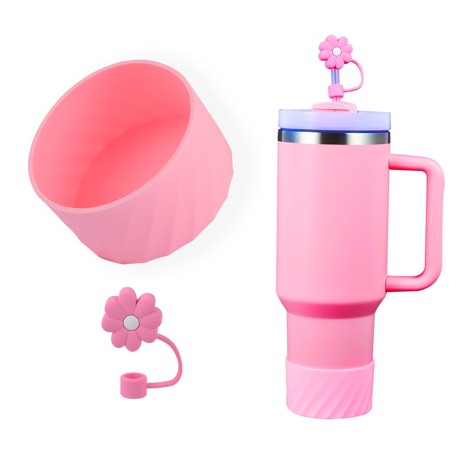 2-in-1 Protective Silicone Boot for Stanley Cup 40oz 30oz 20oz/Hydro Flask 12-24oz,Anti-Slip Tumbler Bottom Bumper Sleeve Protector Cover for All Bottles Bottom Width of 2.87-3.56in