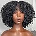 YOUNG BEAUTY Afro Kinky Curly Wig with bangs Glueless Scalp Top Full Machine Made Human Hair Wigs for Black Women 200Density Kinky Curly Brazilian Human Hair Wig 16inch Natural Color