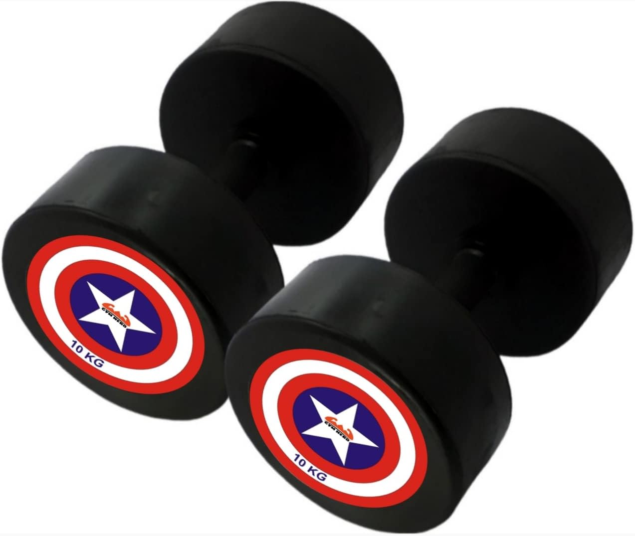 Gym Hero Rubber Dumbbells 10Kg Set, Pair Of Dumbbells With Fixed Weights, Space Saving Design, Perfect For Home Gym And Strength Training, 20Kg Weight.,Black