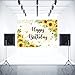 Aperturee 7x5ft Sunflowers Happy Birthday Backdrop Butterfly Gold Dots Girls Women Sweet 16th Bday Photography Background Party Decorations Photo Booth Studio Props Banner Supplies Cake Table