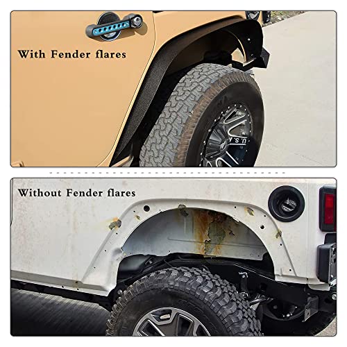 Yitamotor Flat Front & Rear Fender Flares Compatible With 2007-2018 Jeep Wrangler Jk & Jku Unlimited(2/4 Doors), Off-Road Metal Steel Wheel Flares 4 Pcs #TOP4