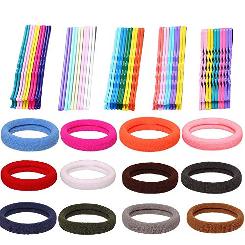DAWEIF 20Pcs/Set Candy Color Scrunchie Hair Band Hair Rope Elastic Ponytail Holder + Metal Multipurpose BB Clips Multicolor Hair Clips