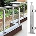 Silberner Zaunpfosten aus Glas für den Außenbereich für Terrasse, Balkon und Treppe – 85,4 cm Balusterteiler mit Schlitzen und Basisklemme für Flur- und Garagengeländersystem