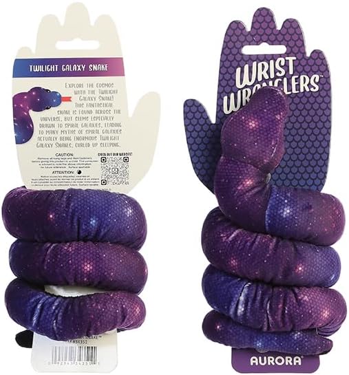 Aurora® Playful Snake Wrist Wranglers™ Twilight Galaxy Snake™ Stuffed Animal - Vibrant Colors for an Eye-Catching Design - Perfect for Kids, Adults, and Any Reptile Enthusiasts